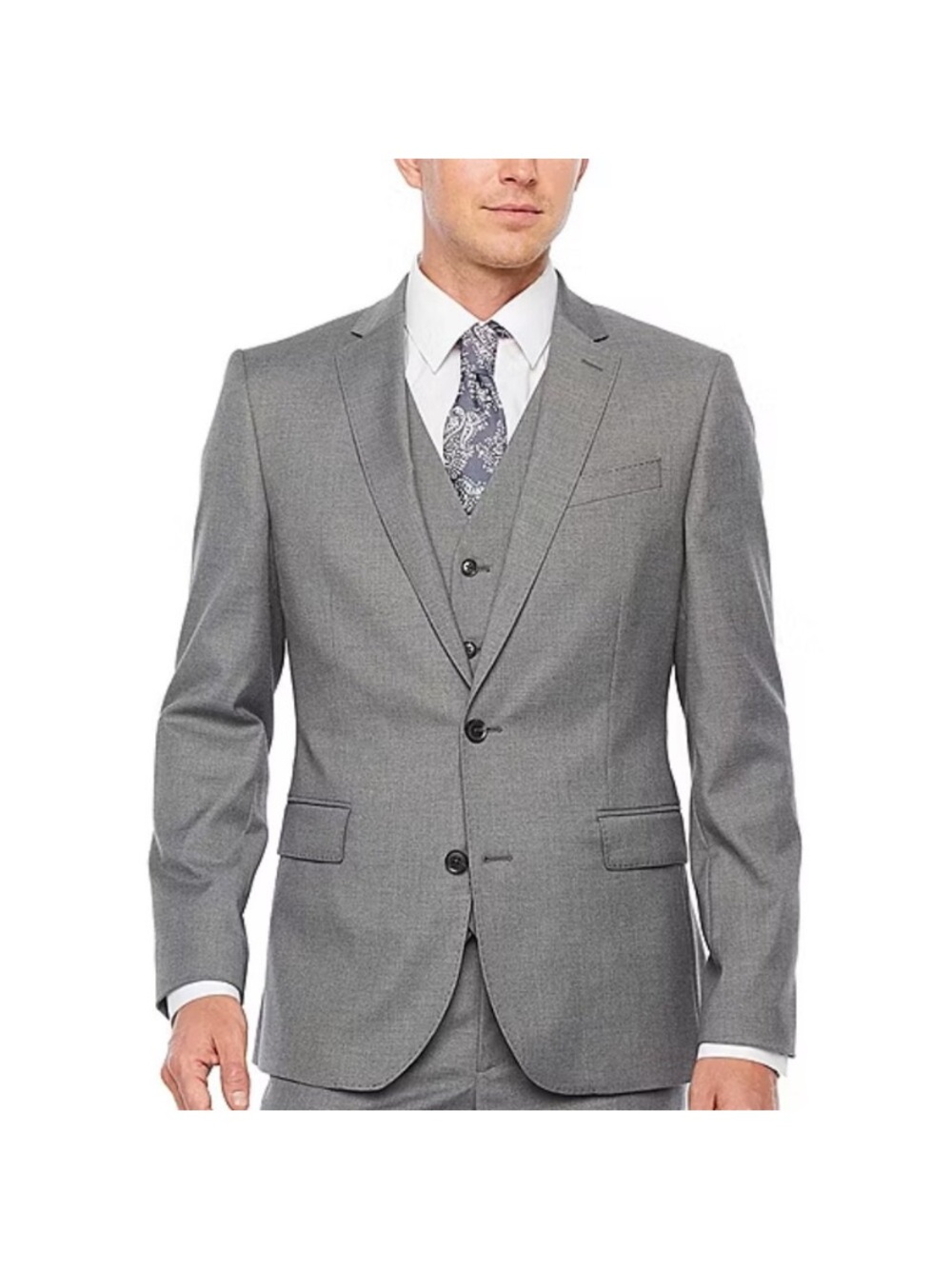 jf j.ferrar Men's Gray 3-Piece Suit